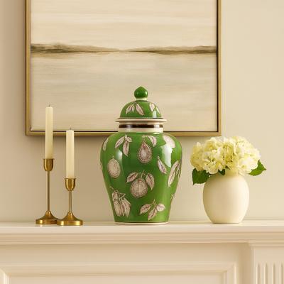 Sagebrook Home Decorative Bird and Flower Temple Jar with Lid