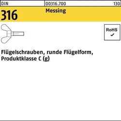 Flügelschraube DIN 316 M8x 30 Messing 50 Stück
