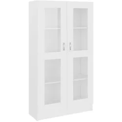 Helloshop26 - Klassische Vitrine 82,5 x 30,5 x 150 cm praktischer Stauraum klares Design weißes Holzwerkstoff