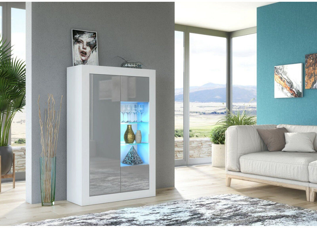Metro Arnella 90.2 cm W Sideboard White/Grey 140cm H X 90.2cm W X 35cm D