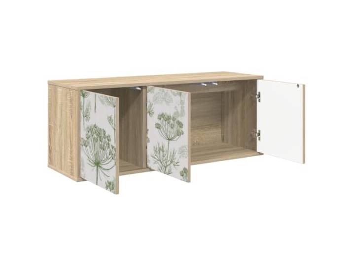 PUGYNBK Gotha TV-Schrank, Wandmontage, 102 x 33 x 40 cm Aufwändiges Holz, geräumige Fächer, schwebendes Design, dekoratives Muster, Reinigung mit trockenem Tuch