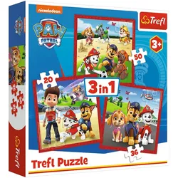 3-in-1-Puzzle Happy Dogs Paw Patrol Trefl 34867