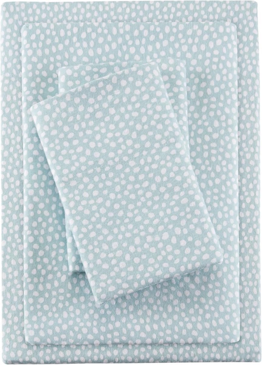 4-delige Flanellen Lakenset Aqua Dots voor volwassenen