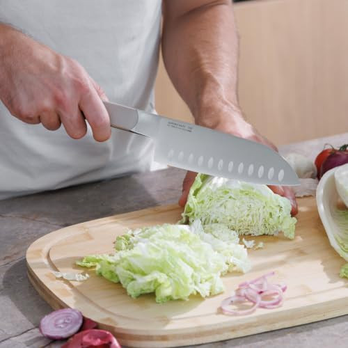 BergHOFF Home Elements Santoku-mes 16,7 cm - Japans koksmes van roestvrij staal met anti-plaklaag - Sand