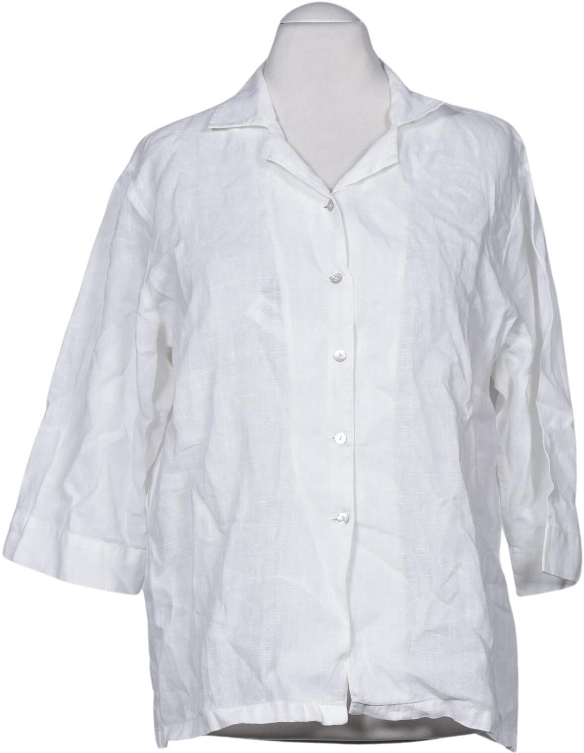 Maas Damen Bluse, Weiß, Gr. XL, Leinen - Second Hand