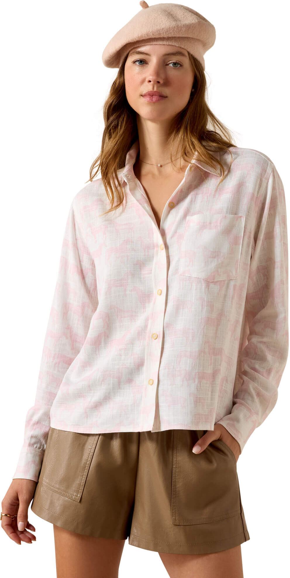 Women's Rudford Shirt in Icy Pink Horse Print, Size: Large by Ariat