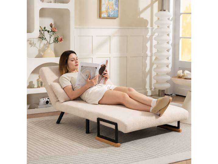 HOMCOM Canapé-Lit 2 Places Velours Beige avec 2 Coussins