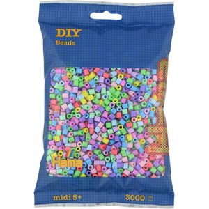 Hama-Perlen Bügelperlen 201-50 Pastell-Mix, Ø 5 mm, 10 Farben sortiert, pastell, 3.000 Stück