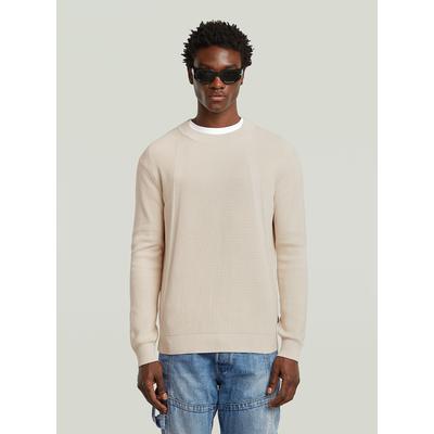 Longpullover G-STAR "Structure Knit Pullover", Herren, Gr. S, beige (weißbait), Strick, Obermaterial: 100% Baumwolle, Pullover Longpullover