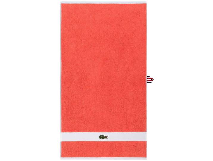 Handtuch LACOSTE LCASUAL , papaye, B:55cm L:100cm, Frottier, Obermaterial: 100% Baumwolle, Handtücher, Handtuch, mit Label-Applikationen und Bordüre