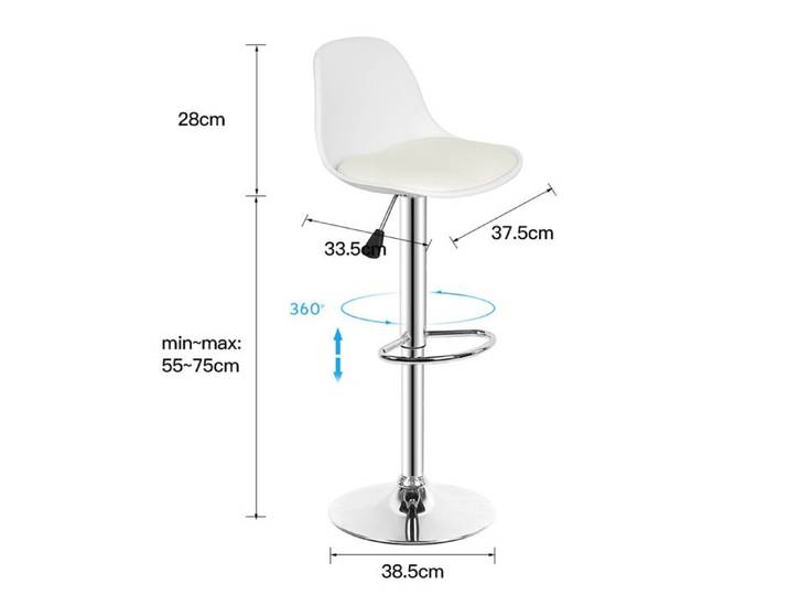 Amiremplie Lot de 2 tabourets de Bar pivotant 360°tabourets de Cuisine Hauteur réglable Blanc
