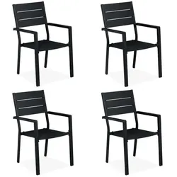 Relaxdays Schwarzer Gartenstuhl im 4er Set Schwarz