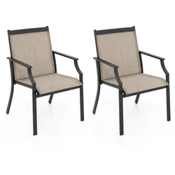 Helloshop26 - Set mit 2 Gartenstühlen 66 x 61 x 90 cm ergonomischer Komfort modernes Design Metall Café-Farbe 20_0012447