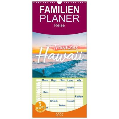 Familienplaner 2027 - Hawaii Traumziel mit 5 Spalten (Wandkalender, 21 x 45 cm) CALVENDO