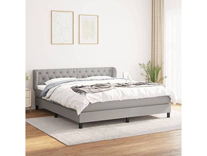 RJPLMFV Lattenrost, Matratze, 160 x 200 cm, Stoff, Grau Verstellbarer Kopf, Taschenfedern, mittlere Festigkeit, langlebig, atmungsaktiv