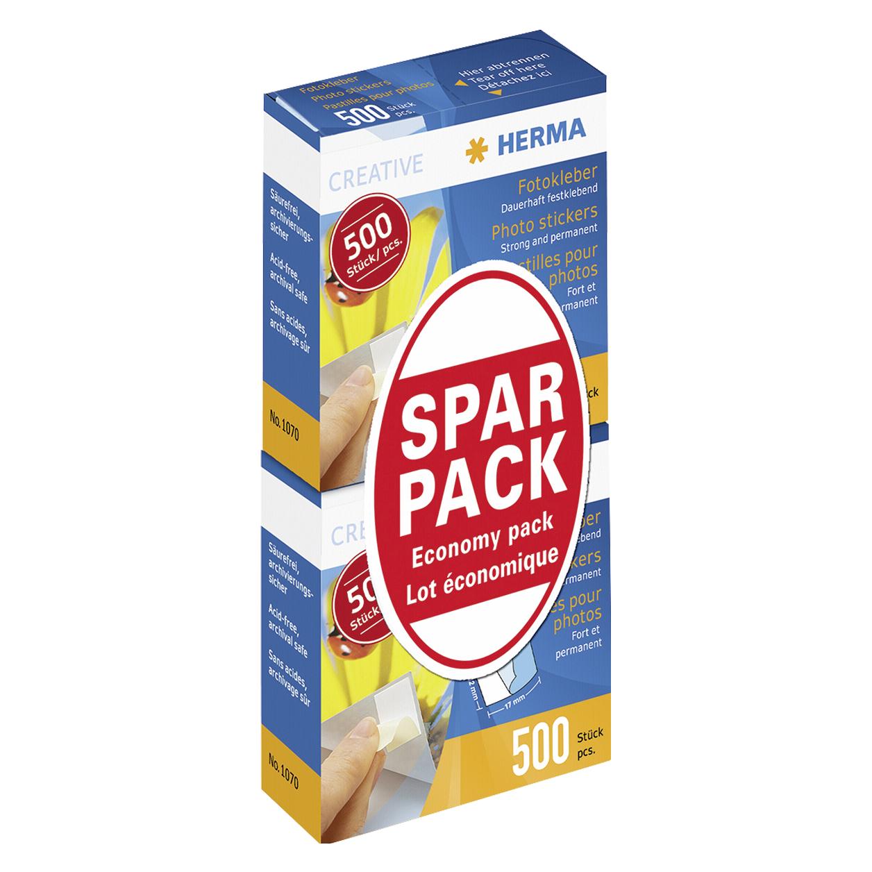 Herma 1x20 Fotokleber Doppelpack 2x500 St. Sparpack im Display (9370)