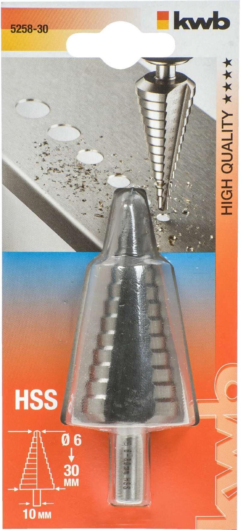 Stufenbohrer KWB "HSS 6-30 mm", silber, Bohrer, Stufenbohrer silber Einheitsgröße