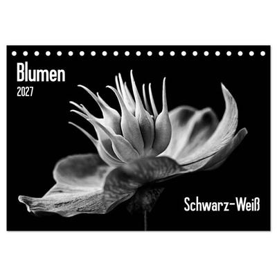 Blumen 2027, Schwarz-Weiß (Tischkalender 2027 DIN A5 quer), CALVENDO Monatskalender