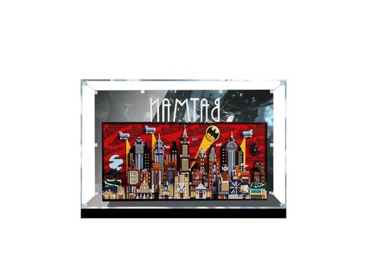 Vitrine für Lego DC Batman: die animierte Serie Gotham City, staubdichte Displaybox kompatibel mit Lego 7627, Geschenk (Hintergrund B)