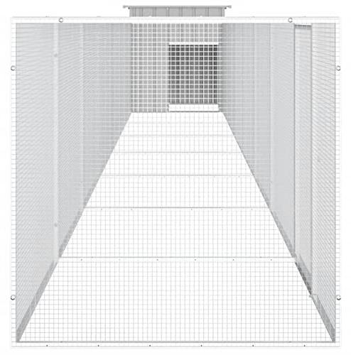 Hühnerstall Freilaufgehege Hühnerstall mit auslauf Hühnerstall XXL Hühnerhaus Alles-in-Einem-Hühnerstall Verzinkter Stahl-Grau-700x91x100 cm