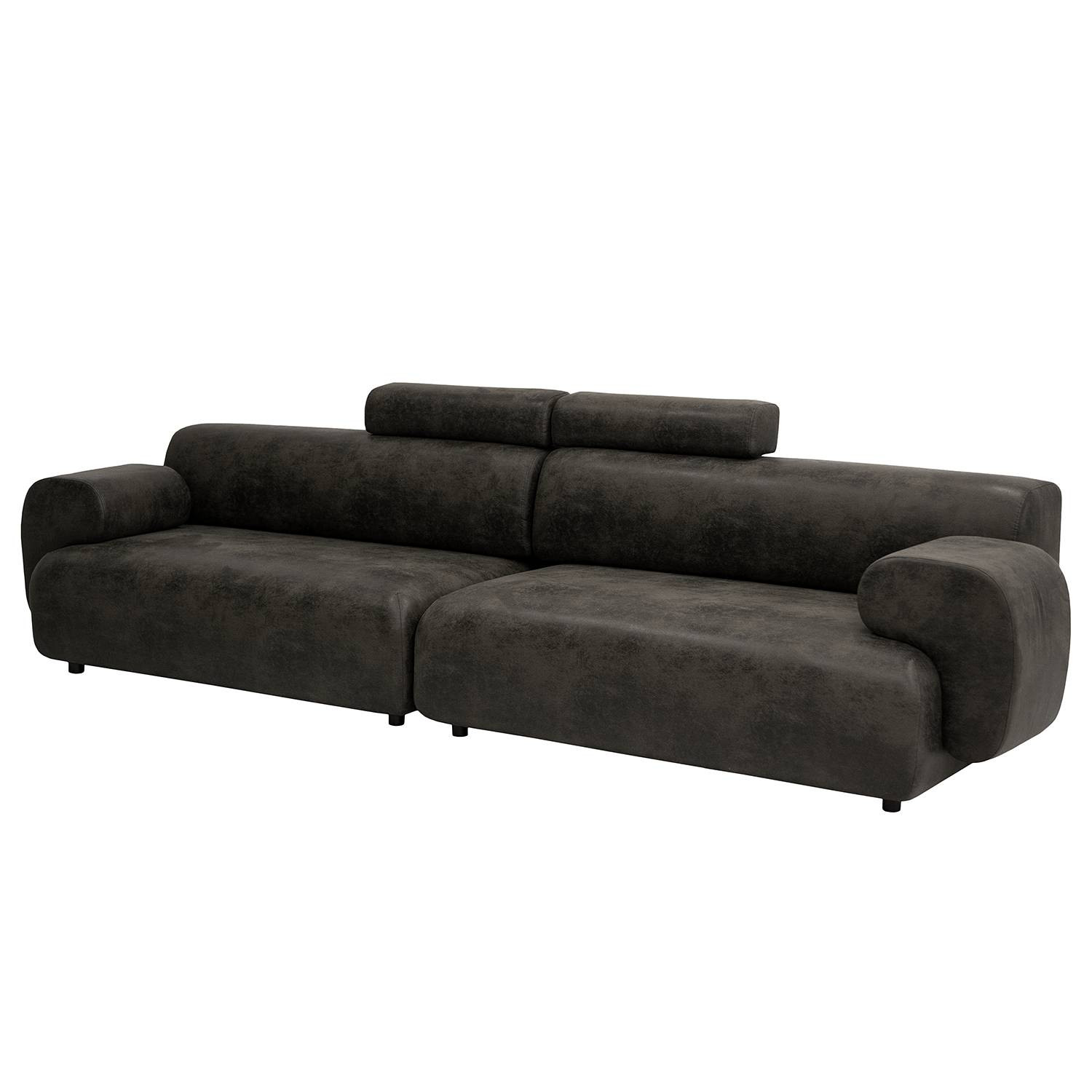 home24 Imbert XXL-bank Goda grijs microvezel modern B/D/H: 354 x 74 x 106 cm
