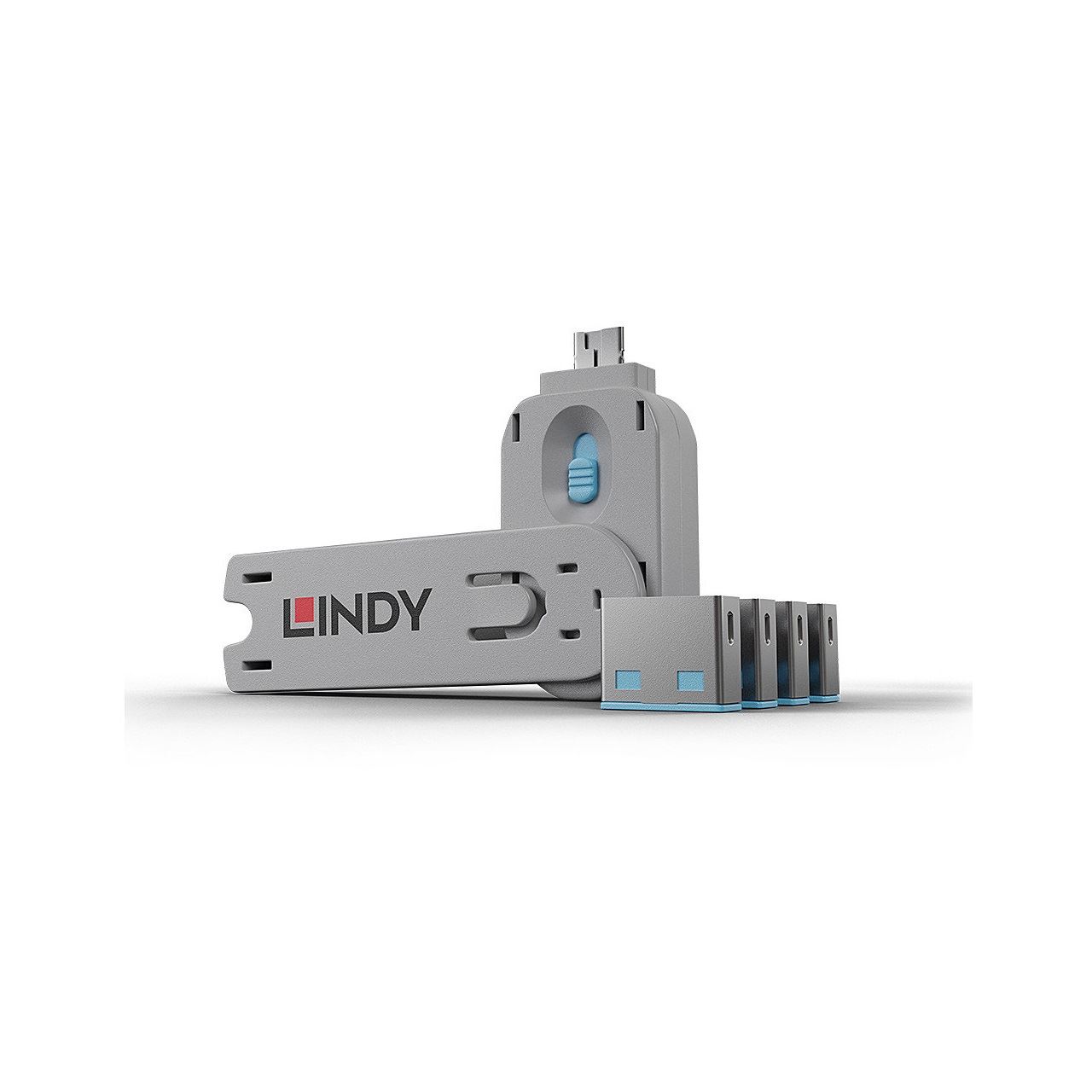Lindy USB Port Schloss mit Schlüssel: Blau