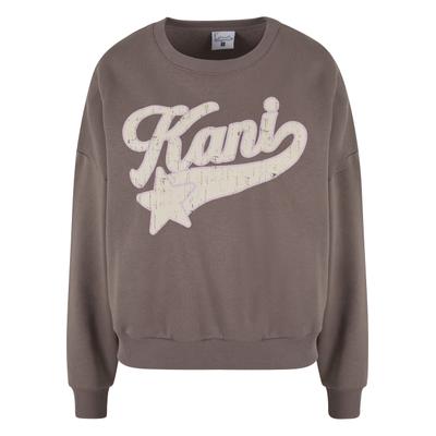 Sweater KARL KANI "Karl Kani Karl Kani Woven Signature Star Logo Crew", Damen, Gr. XL, braun (taupe), 80% Baumwolle, 20% Polyester, Rundhals, Sweatshirts Sweater