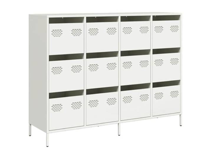 LASWWQMRF Sideboard Weiß 135x39x103,5 cm Kommode Metall 12 Schubladen Praktisches Metall Sideboard mit 12 geräumigen Fächern für Wohnzimmer und Schlafzimmer. Pflegeleicht und stabil.