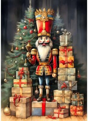 Inspired Finds Classic Santa Claus Christmas Canvas Wall Art Festive Holiday Poster Decor 15.75x19.69in royal Nutcracker Stack