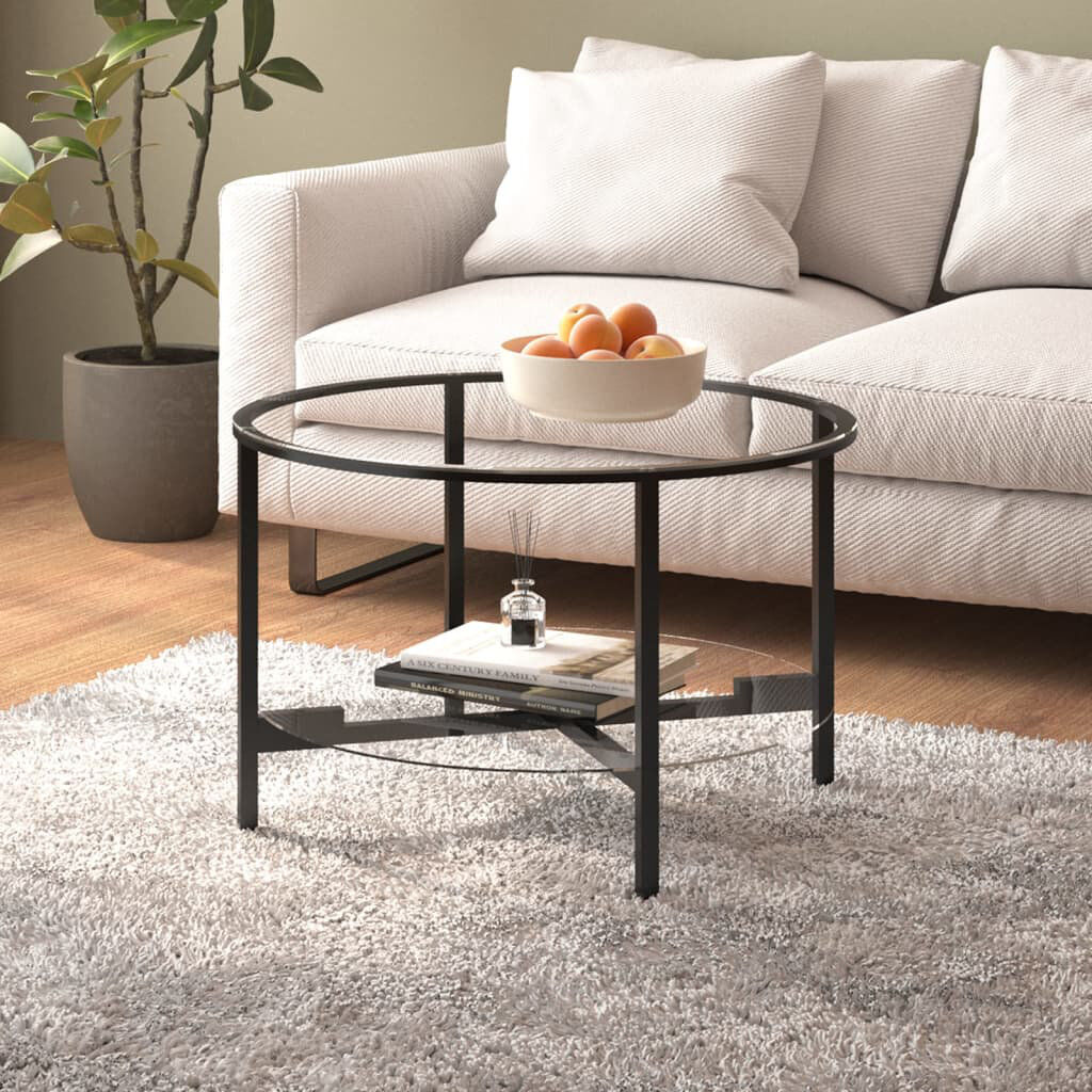 Ebern Designs Tea Table Tempered Glass Clear 46cm H X 70cm W X 70cm D