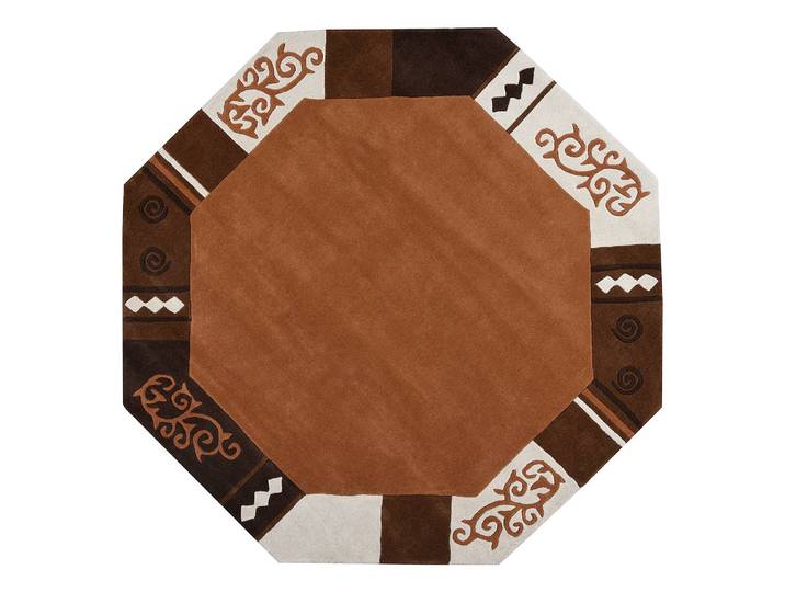 Wollteppich Ambadi Polygon Braun/Braun 200 x 1 x 200cm Wolle