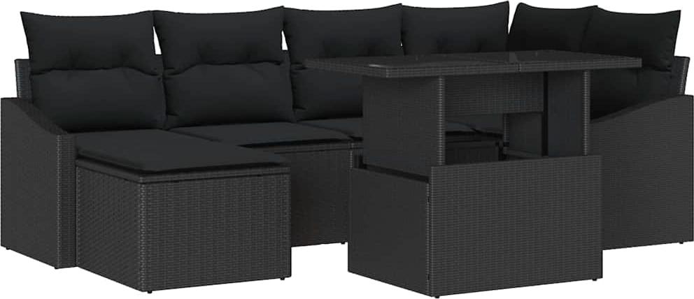 vidaXL Garten-Sofa-Set 7 stk. Schwarz
