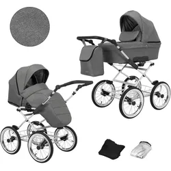 Kunert, Kinderwagen, Romantic 2in1 Kinderwagen in Grau mit Air Wheels und grauem Rahmen