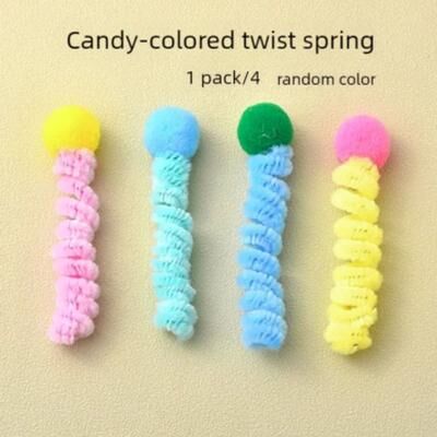 Inspire Select Colorful Spring Cat Toy Set Interactive Bite & Scratch Resistant Plastic Coil Toys For Indoor Cats 4pcs Random Color