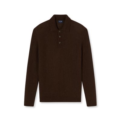 Langarm-Poloshirt OLYMP "OLYMP Casual Strick, Polo langarm", Herren, Gr. M, braun, 39% Baumwolle, 30% Wolle, 15% Polyacryl, 15% Polyamid, 1% Elasthan, Shirts
