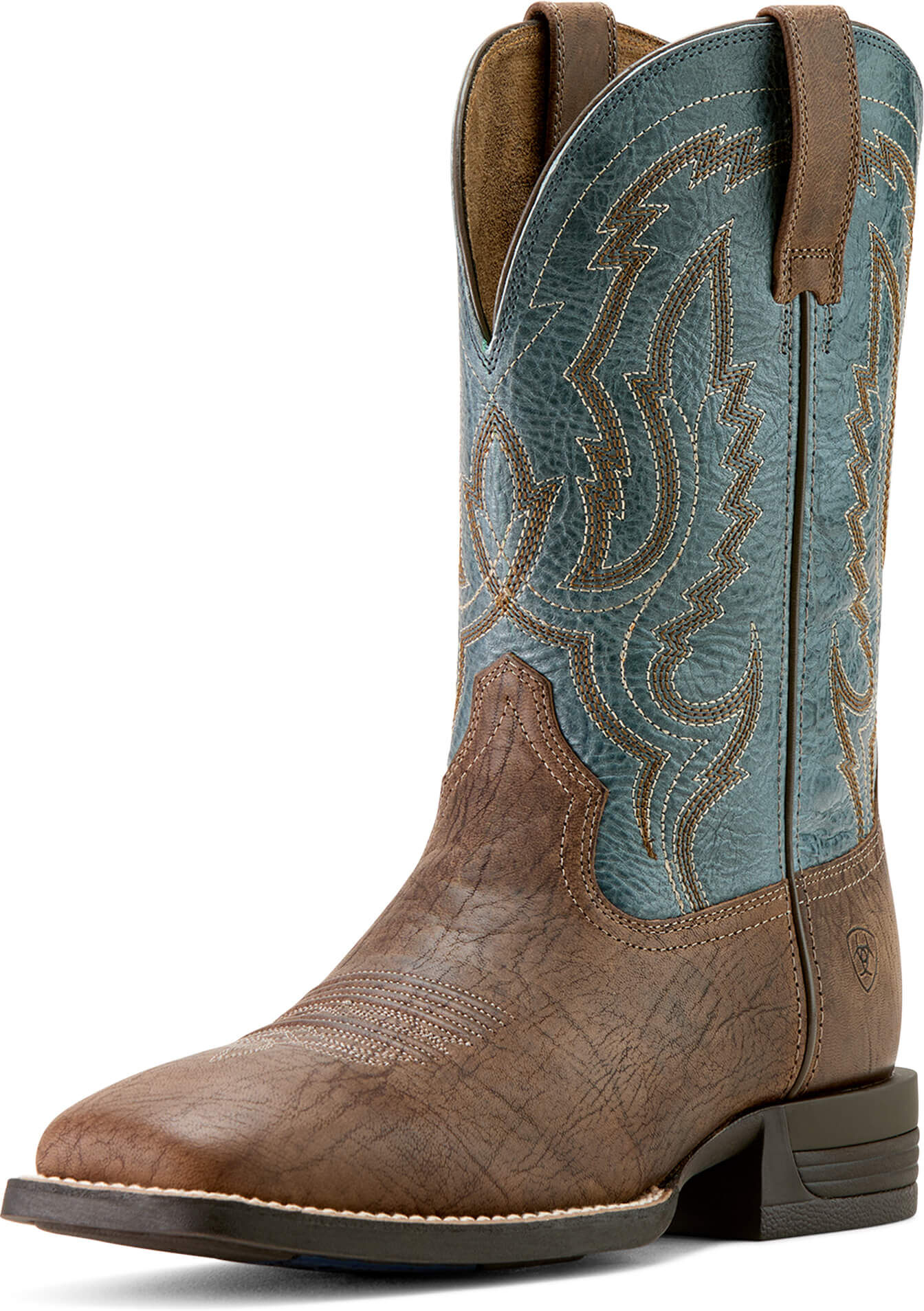 Men's Steadfast Wide Square Toe Cowboy Boots in Dusk Brown Baby Blue Eyes by Ariat