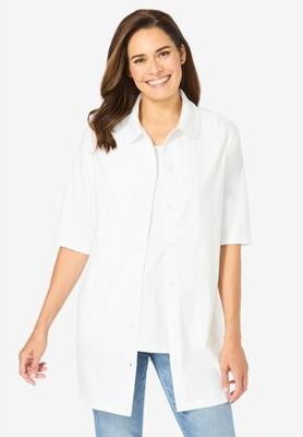 Plus Size Women's Knit Shirt With Free Tank by Woman Within in White (Size 2X)