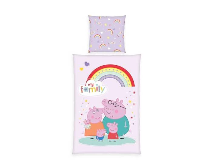 Herding Peppa Pig Ensemble de literie\, Motif réversible\, taie d'oreiller 70 x 90 cm\, Housse de Couette 140 x 200 cm\, avec Fermeture éclair\, 100% Coton/renforcé