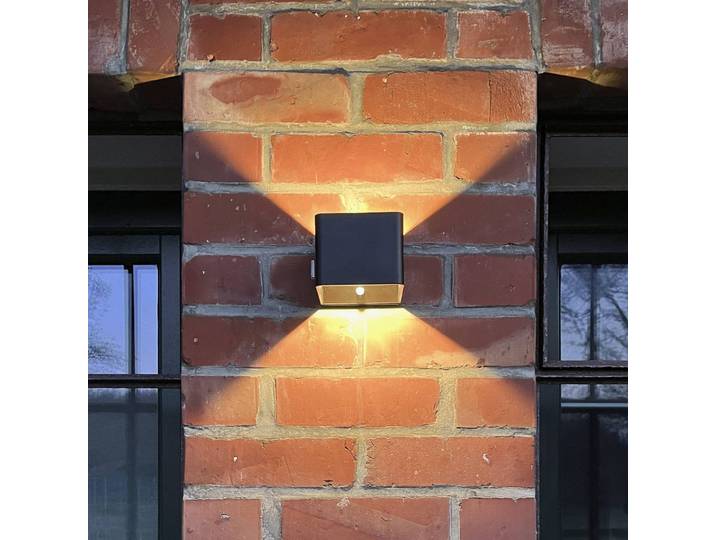 Brilliant LED Aussenwandleuchte mit Bewegungsmelder Iseo, schwarz, Kunststoff, Modern, LED Wandleuchte außen