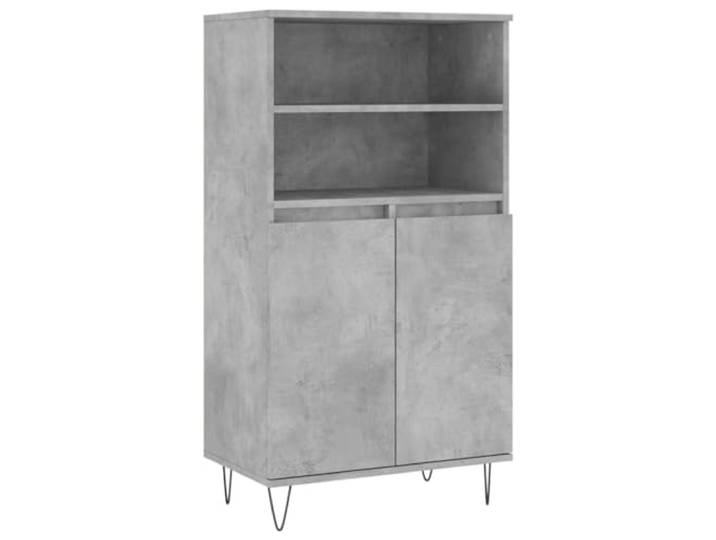 KGHFDVB Highboard Betongrau 60x36x110 cm Holzwerkstoff 6 Fächer, Metallfüße, Robust & Strapazierfähig, Mit Wandhalterung