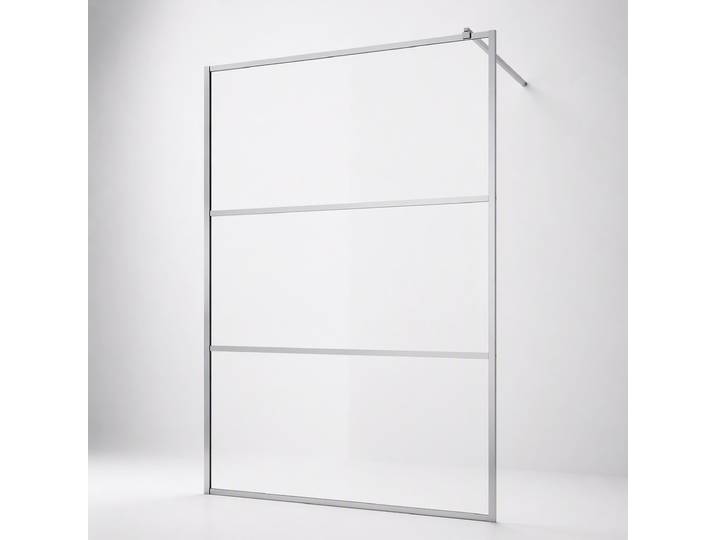 Walk-in-Dusche WELLTIME, silber (silberfarben), B:115cm H:195cm, Duschwände, Walk-in-Dusche, Dreigeteilte Scheibe in trendigem Blockdesign