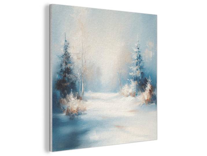 MuchoWow Akustikbild - Wald – Winter – Natur – Abstrakt – Schnee - 90x90, Weiß, Kunststoff, Quadratisch, 90x90x0.9 cm, Wandverkleidung, Akustikpaneele