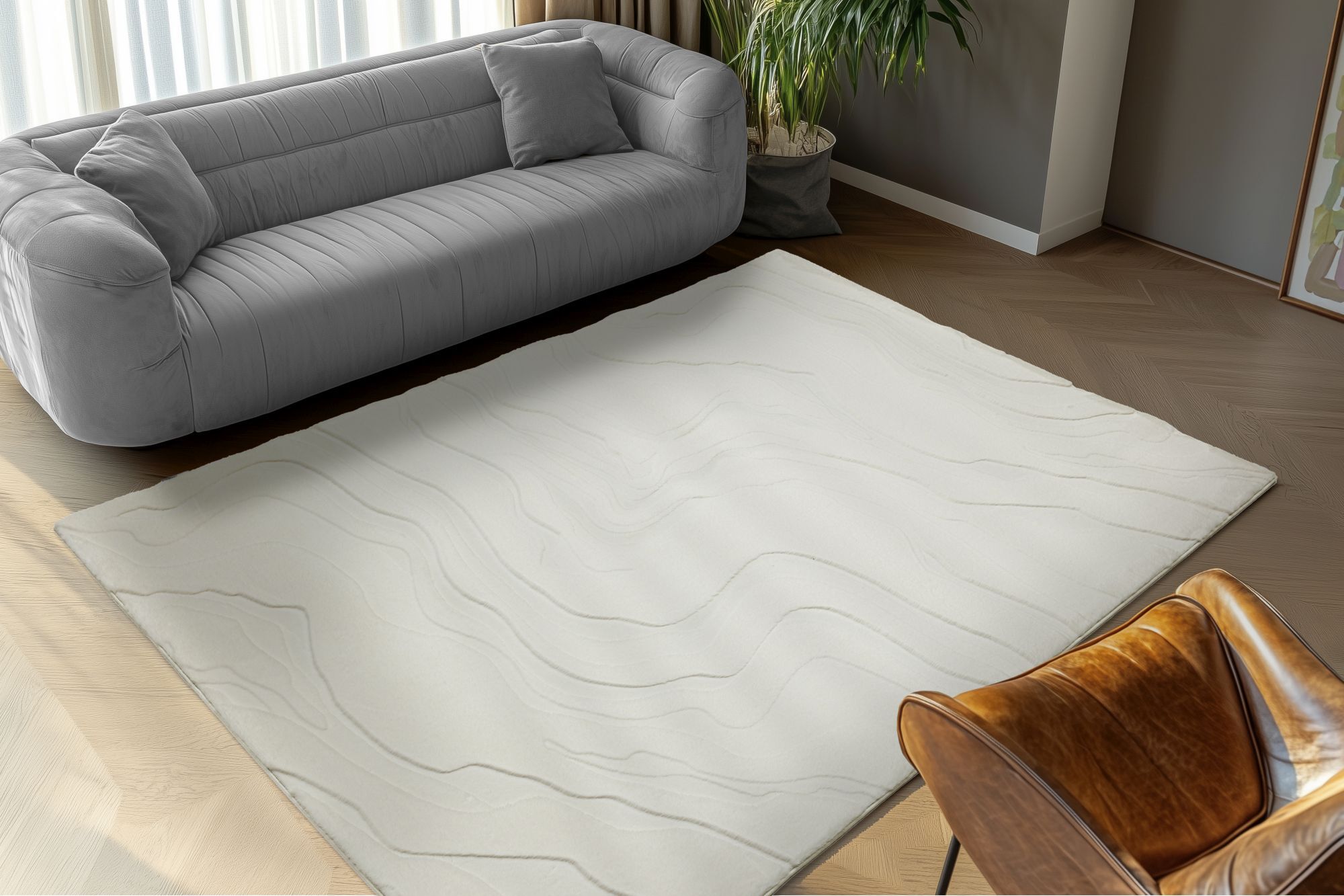 Teppich OBSESSION "Interstellar 500", weiss (weiß), B:160cm H:25mm L:230cm, Polyester, Teppiche, Teppich, Uni Farben, modernes Wellen Design, Hoch-Tief Effekt, Wohnzimmer weiß B : 160cm 1 Stk., 25mm, L: 230cm