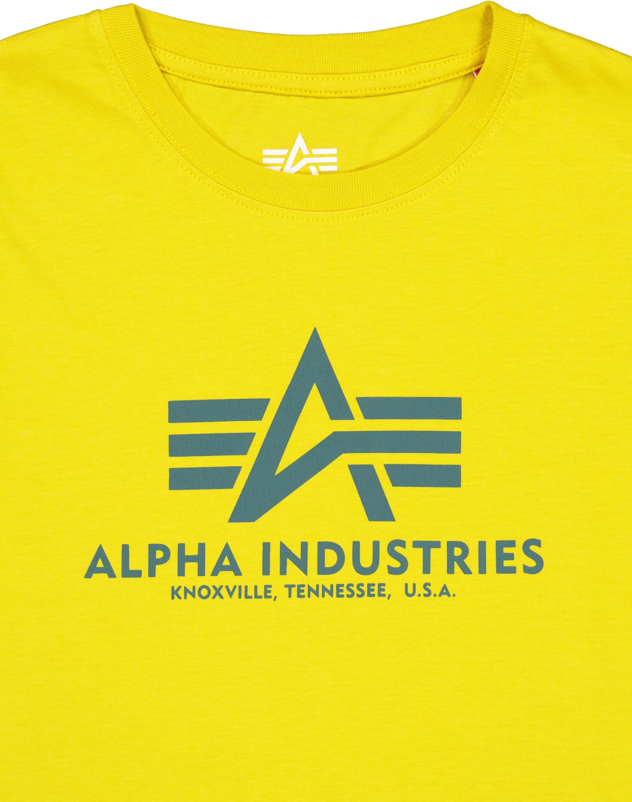 T-Shirt ALPHA INDUSTRIES "Basic BL T-Shirt K", Mädchen, Gr. 12, gelb (cyber), Obermaterial: 100% Baumwolle, Shirts T-Shirt cyber 12
