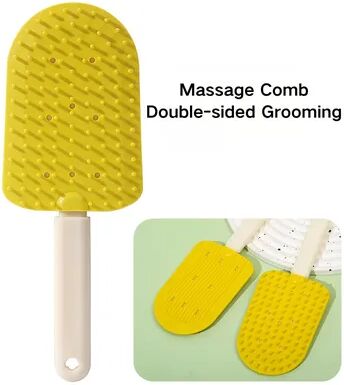 Happy Pet Pantry Ice Cream Pet Grooming Brush Dual Sided Soft Massage Deshedding Comb For Dogs & Cats yellow