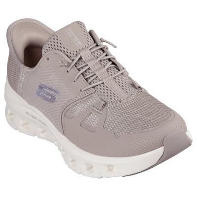 Slip-On Sneaker SKECHERS "Vegan Slip-ins: Glide-Step Pro", Damen, Gr. 38, Textil, grau (taupe), Synthetik, Textil, Schuhe Sneaker, Sneaker, Slipper, Freizeitschuh mit Hands Free Slip-ins Funktion