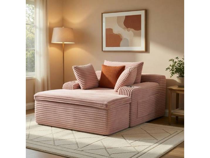 CollaHausse Canapé-Lit Nuage Sans Armature Rose Méridienne 3 Coussins et Couverture