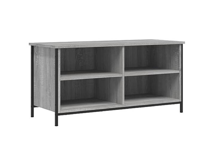 KUPTYERFG TV-Schrank Grau Sonoma 100x40x50 cm Lowboard mit 4 Fächern Robustes Fernsehmöbel im Industrie-Stil mit Eisenbeinen und 4 Fächern für Receiver und Konsolen im Wohnzimmer.