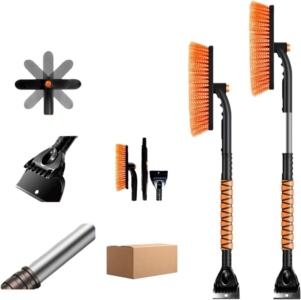 INF Pelle à neige extensible multifonctionnelle pour voiture avec grattoir à glace et brosse à neige