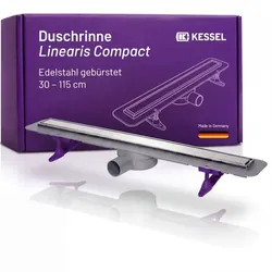 Kessel Linearis Compact Duschrinne 45600.63M  flache Bodenablaufrinne für  bodengleiche Duschen, 750mm, mit Dichtmanschette, Ablaufgrundkörper